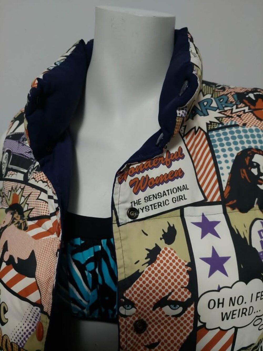 Rare Hysteric Glamour Reversible Manga Print Puffer Vest – Navy/Multi Small NWOT - Picture 7 of 12